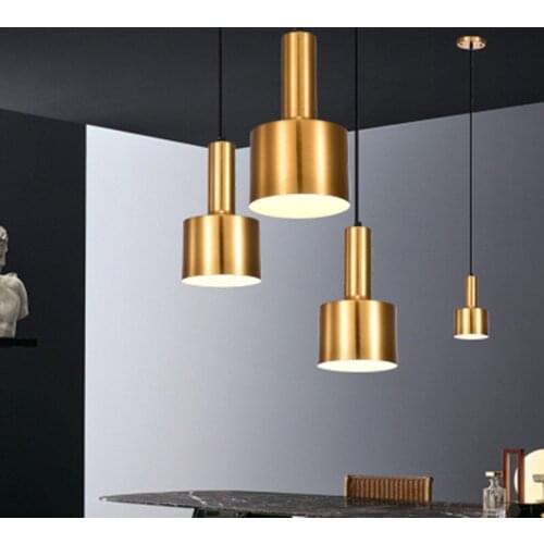 Nordic Gold bronze pendant light postmodern minimalist restaurant pendant lamps antique metal hanging lamp lighting