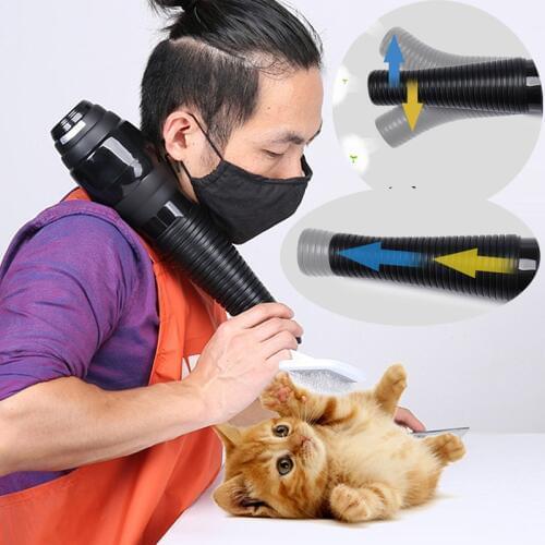 Anion Thermostatic Pet Dog Cat Grooming Dryers,Hanging Neck 3 in 1 Six-speed Hair Dryer Flexible Adjustable Outlet Quick Dry