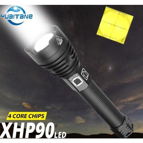400000LM High Power XHP90 LED Flashlight usb Rechargeable Torch XHP70 XHP50 Lantern Use 26650 or 18650 Battery for camping