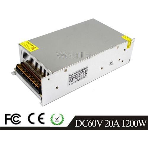 DC 60V 12A 720W 17A 1000W 20A 1200W LED Light Belt Driver Switching Power Supply 110V 220V AC Transformer Monitoring CCTV CNC