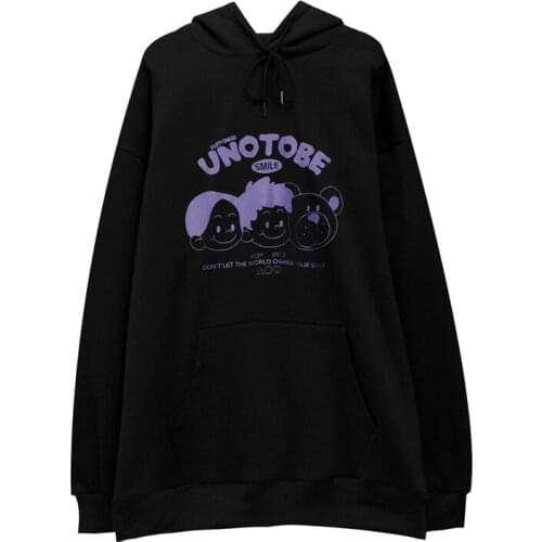 New Autumn Hoodie Women College Style Hoodie Harajuku Cartoon Print Hoodie Loose Hooded Pullover Thick Vintage Man Hoodie Cotton