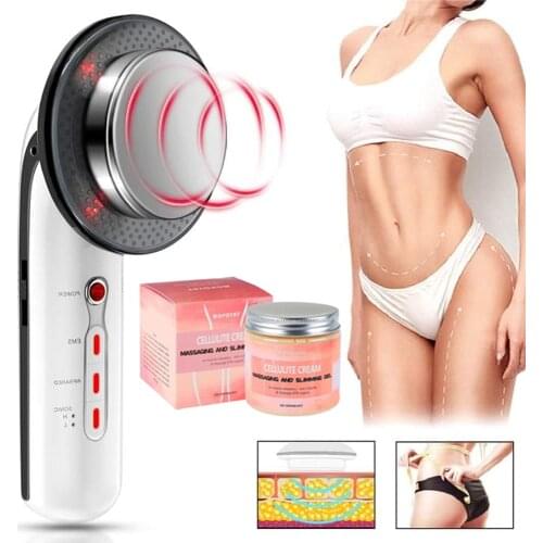 3in1 Ultrasonic Cavitation Fat Burn Slimming Cellulite Machine With Cellulite Cream Cavitation Anti Cellulite EMS Body Massager