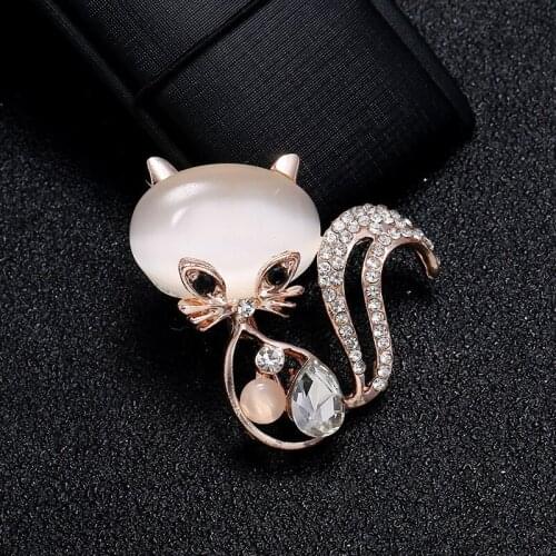 Vintage Crystal Cute Cat Brooch Pins Rhinestone Animal Brooches Women Pin Collar Accessories Jewelry