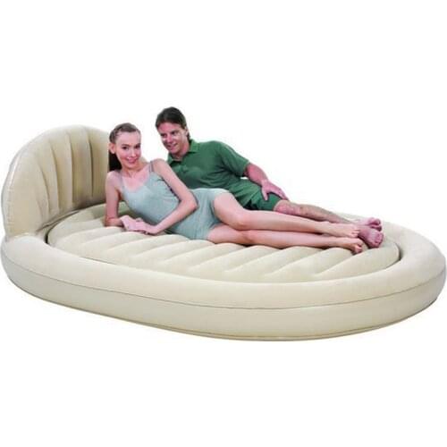 High Quality Genuine Oval Flocked PVC Mattress Home Outdoor Portable Lazy Inflatable Mattress Double Garden Air Bed Recliner