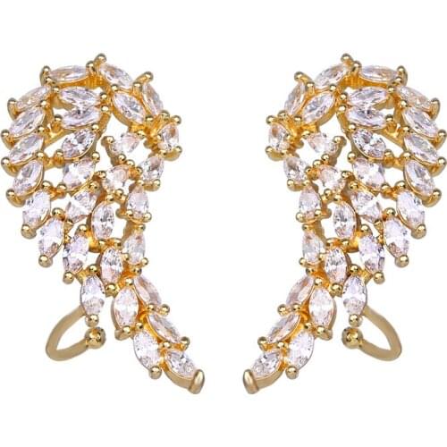 Bettyue Brand 3 Colors Gorgeous Fashion Charm Elegant Design Cubic Zircon Wing Stud Earring for Women Wedding Jewelry Party Gift