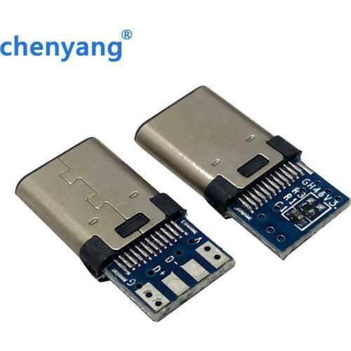 10pcs DIY OTG USB-3.1 Welding Male jack Plug USB 3.1 Type C Connector with PCB Board Plugs Data Line Terminals for Android