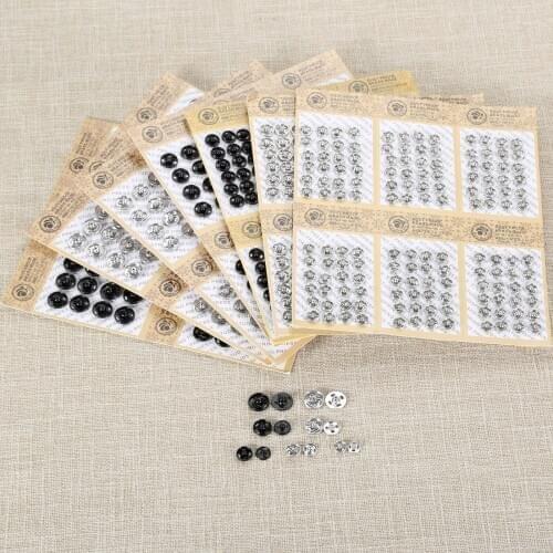 144/72 Pcs Metal Snap Buttons Press Stud Buttons Buckle Fasteners DIY Sewing Clothing Garment Bags Cotton Jacket 7.5/8.5/10/12mm