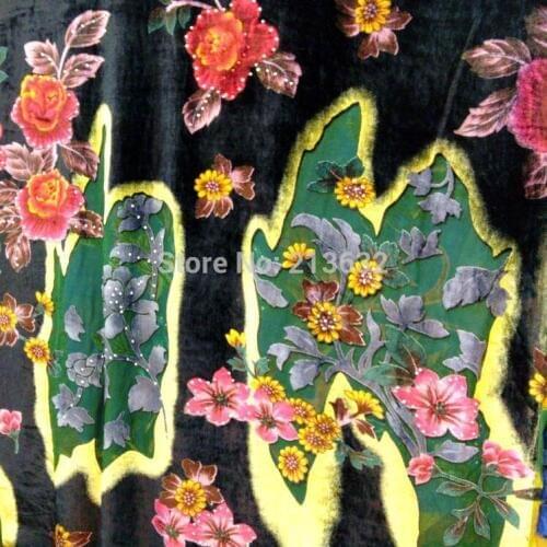 2017 tree hollow out cut embroidery velvet fabrics velvet lace african fabric curtains black green red beads embroidery velvet