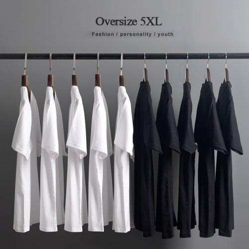 Tshirt Oversize 5XL 100% Premium Pure Cotton Plain Black White Classic Short-sleeved T Shirt Men Summer Casual Plus Size Tops