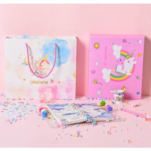 44pcs Kawaii Ocean Starry Sky Diary Journal PP Transparent Loose Leaf Notebook Stationery Set Clips Stickers Tape Christmas Gift