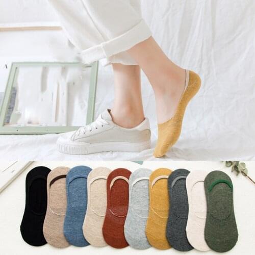 5 Pairs /Lot Summer Womens Mesh Socks Set Korean Style Candy Color Thin Transparent Non-Slip Invisible Cotton Socks Slippers