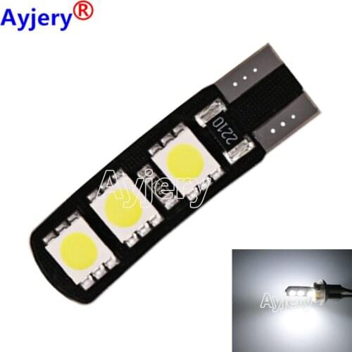 AYJERY 300Pcs W5W 12V T10 LED Canbus 5050 6 SMD 6 Led Light Bulbs Car Interior Dome Light Trunk Lamp Parking Lights Error Free