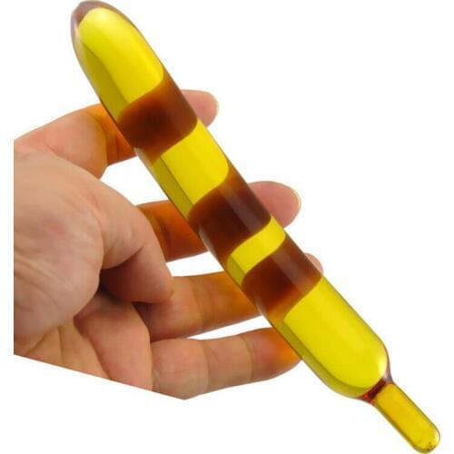Banana Crystal Glass Dildo Pleasure Wands Gold Anal Penis Clitoral Stimulation Female Masturbation Adult Sex Products for Women
