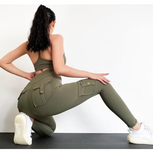 Tooling Style Sports pants Sexy Cross Waist Lift Hip Yoga Leggings Women Scrunch Butt Workout Fitness Trousers Gym Running Tight