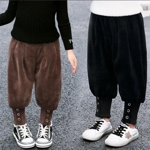 Baby with cashmere pants over girls and boys winter corduroy pants loose thick warm pants children halon pants