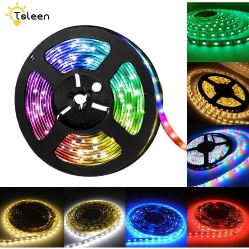 5m LED Strip Light Flexible LED Lamp Waterproof diode ribbon 2021 NEW Super Bright SMD 2835 DC12V RGB Leds tape Home Decoration