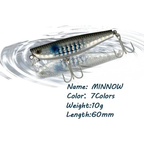 GOBYGO 60MM 10G Minnow Fishing Lure 3D Eyes Sinking Artificial Bait Treble Hook Saltwater Hard Bait Pike Bass Fishing Tackle