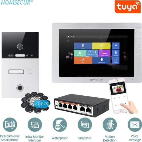 HOMSECUR 7" Wired WLAN IP Video 1 Houses&Audio Home Intercom 1.0MP+RFID Access BC131IP-1S+BM714IP-S