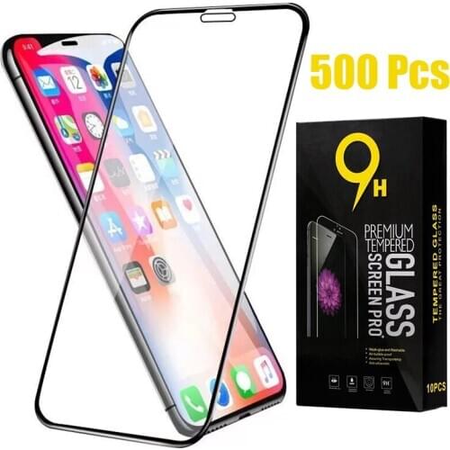 500pcs 9H Full Coverage Curved Tempered Glass Screen Protector For iPhone 12 Mini 11 Pro Max XS XR X 8 7 6 6S Plus SE With Box