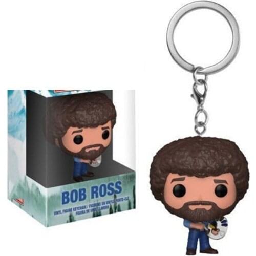Funko 4cm Bob Ross pocket keychain toy doll pvc action Figure Collection Toys for children with retail box