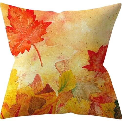 Maple Pattern Pillow Cushion Cover Sofa Decorative Throw Pillow Case-45x45cm