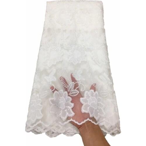 Sequined lace African Nigerian Lace Fabrics 2021 High Quality Sequin Lace Material French Tulle Lace Fabric For Wedding 5yards