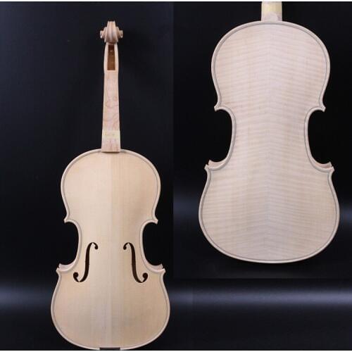 Master White Unfinished Violin 4/4 Tiger Flame Maple Spruce Handmade
