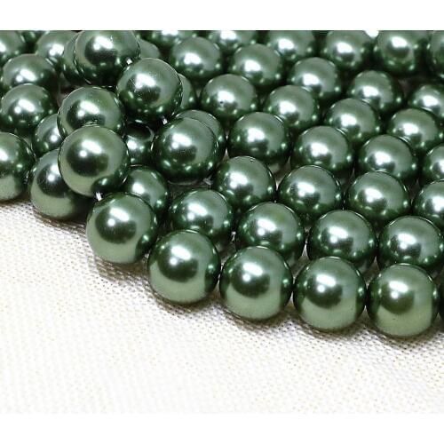 Fashion wholesale 4-14mm green shell simulated-pearl round loose beads apacers accessories women jewelry making 15inch B1605
