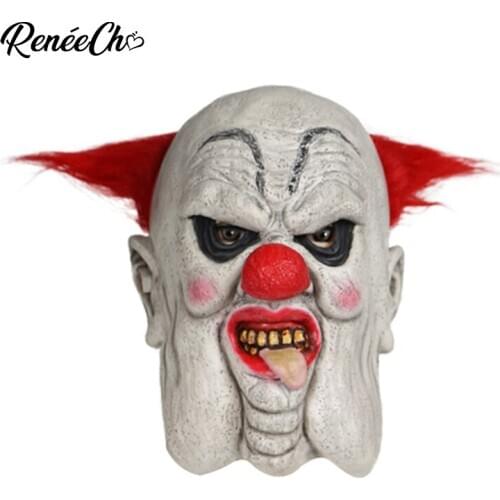 Reneecho Men Clown Mask Halloween Costume For Adult Funny Joker Latex Masks