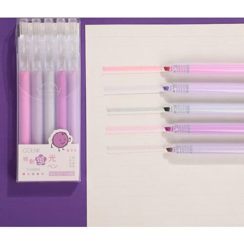 JIANWU 5pcs/set Doodle Press Highlighter Color DIY Photo Album Pen Student Candy Color Mark Journal Pens Kawaii School Supplies