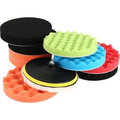 12Pcs 6/7" Inch Polishing Pad Buffer Sponge Wheel Polishing Pad Kit for Car Polisher Waxing Cleaning Power Tool Set