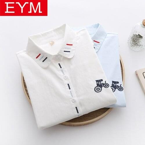 2020 New Women Tops Embroidery Blouse Casual White Shirt Long Sleeve Blouses Literary Fresh Student Shirts Feminina Blusas