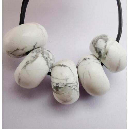 14MM White Howlite Stone Big Hole Loose Beads Charms Fit Charms Jewelry For Woman Gift Bracelet Findings (5 pcs/lot) H182