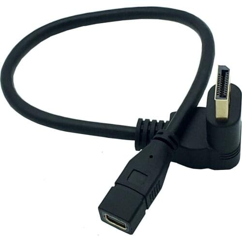 Right & Left Angled DP DisplayPort 90 Degree to Mini DP DisplayPort Display Port Female HD Cable for Displays Monitors