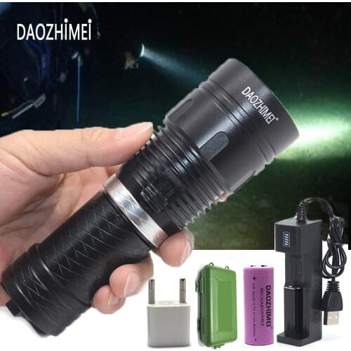 Profession XM-L2 LED Diving Flashlight Underwater waterproof 100 Meter Dive Camping Lanterna With Stepless dimming