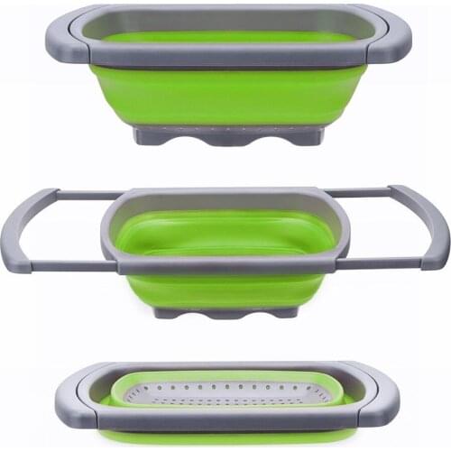 Silicone Collapsible Colander Quart Over the Sink Strainer Round Folding Food Grade Silicone Vegetable Strainers Dishwasher