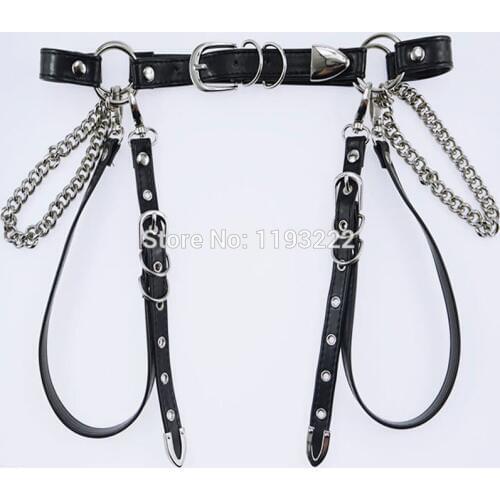 Sexy Designed Handcrafted Metal Punk Rock Waist Cincher Belt Leather Women Harness Chains Garter Belt Suspenders
