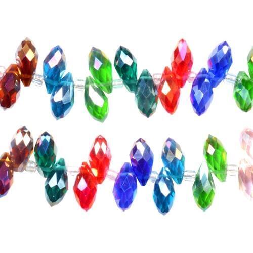 5x7mm/6x12mm Charms Crystal Teardrop Bead Faceted Glass Beads Fashion Jewelry Womens Accessories Necklace Earring Pendants
