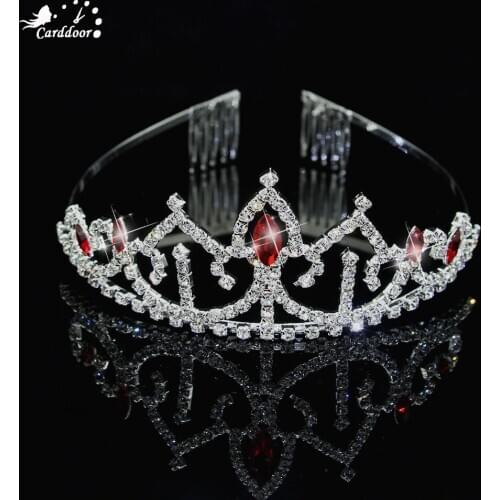 Carddoor Crystal Crown Silver Plated Rhinestone Princess Bridal Headdress Lady, Girl Wedding Banquet Gift Hair Jewelry