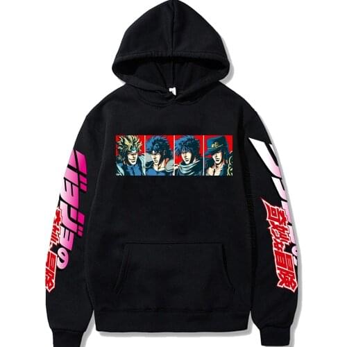 Hoodies Men Jojo Bizarre Adventure Harajuku Japanese Anime Printing Women Hoodie Sweatshirt Daily Casual Streetwear Coat