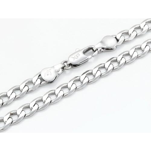 XP Jewelry --( 49 cm x 5 mm ) 20 inch White Figaro 1:1 Necklaces for Women Men Rhodium Gold Color Fashion Jewelry