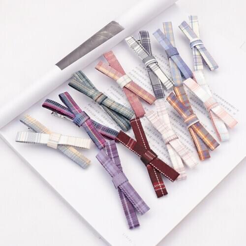 New Grid Hair Clip Fabric Cross Metal Duckbill Clip 9CM Colorful Girls Women Hair Accessories Beautiful Hair Style Tool 5pcs/lot