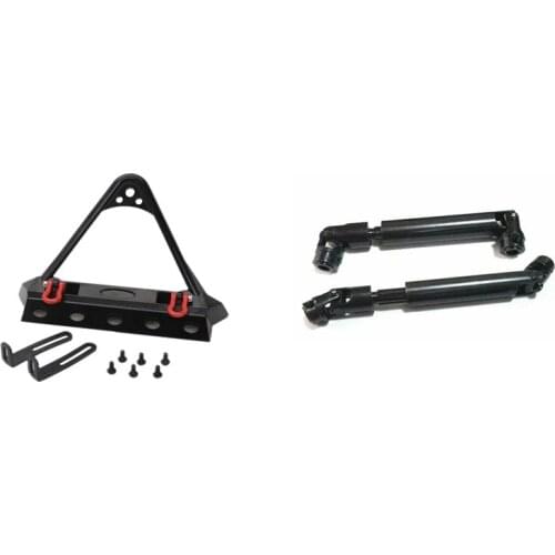 1set Front Bumper Crawler Single Motor Winch for 1/10 Axial SCX10 90046 & 2Pcs Steel CVD Universal Joint Drive Shaft