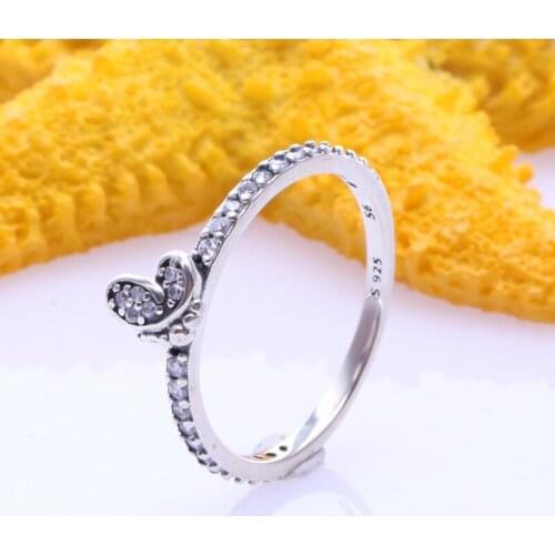 100% 925 Sterling Silver Pan Ring New Enchanting Butterfly Smart Creative Jewelry Ring For Women Wedding Party Fashion Jewelry