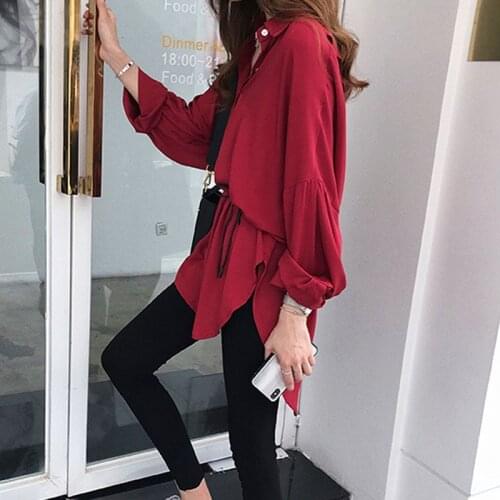 2021 Autumn Fashion Women Shirt Long Sleeve V-neck Women Clothing Casual Bow Solid Women Tops And Blouses Office Lady 5509 50