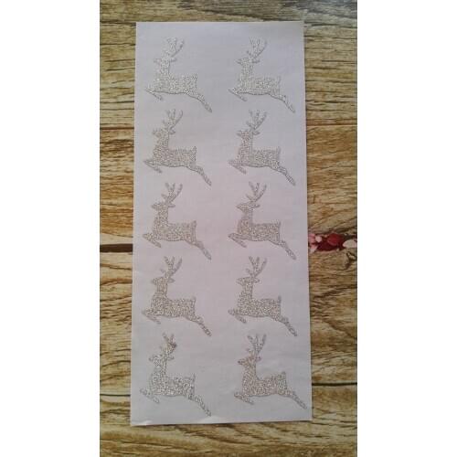3.8x3.3cm Silver Glitter Reindeer Sticker