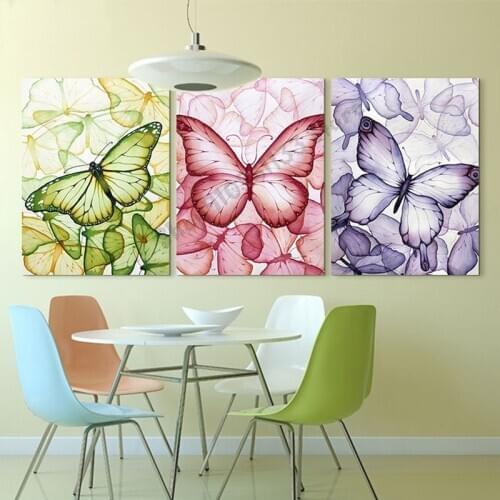 3 pcs Colorful Abstract Butterfly wall painting Diamond Painting Picture Of Rhinestones Diamond Embroidery Cross Stitch GG5035