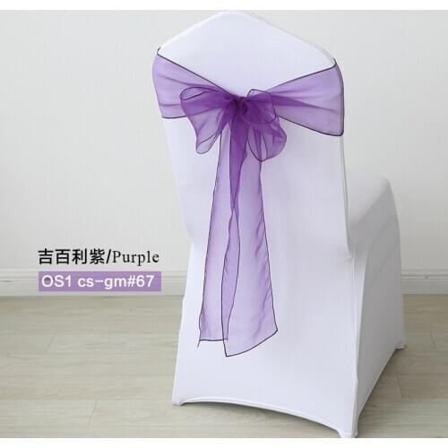 50pcs/Set Sheer Ribbon Organza Wedding Purple Sashes Belt Chair Bow Ties Chair Sashe Wedding Knot Decoration Banquet Supplies