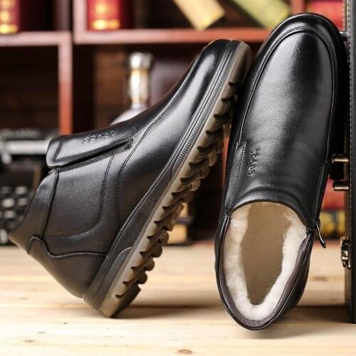 8ujMens genuine leather boots Winter Ankle Boots Fashion Footwear Shoes Business Casual high quality Super Warm zapatos hombre