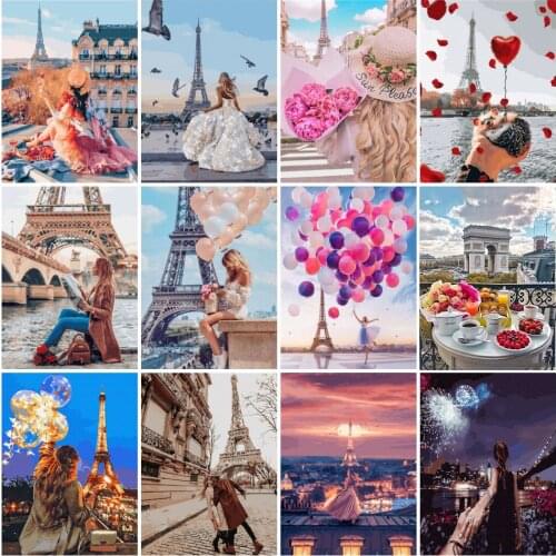 AZQSD Full Drill 5D Diamond Painting City Tower Art Diamond Embroidery Landscape Mosaic Cross Stitch DIY Home Decor Crafts